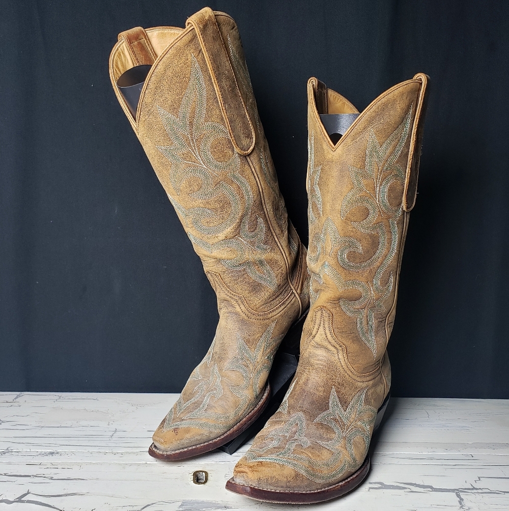 Old Gringo 'Diego' Goatskin Cowboy Boots in Taupe - Women's size 6.5 B